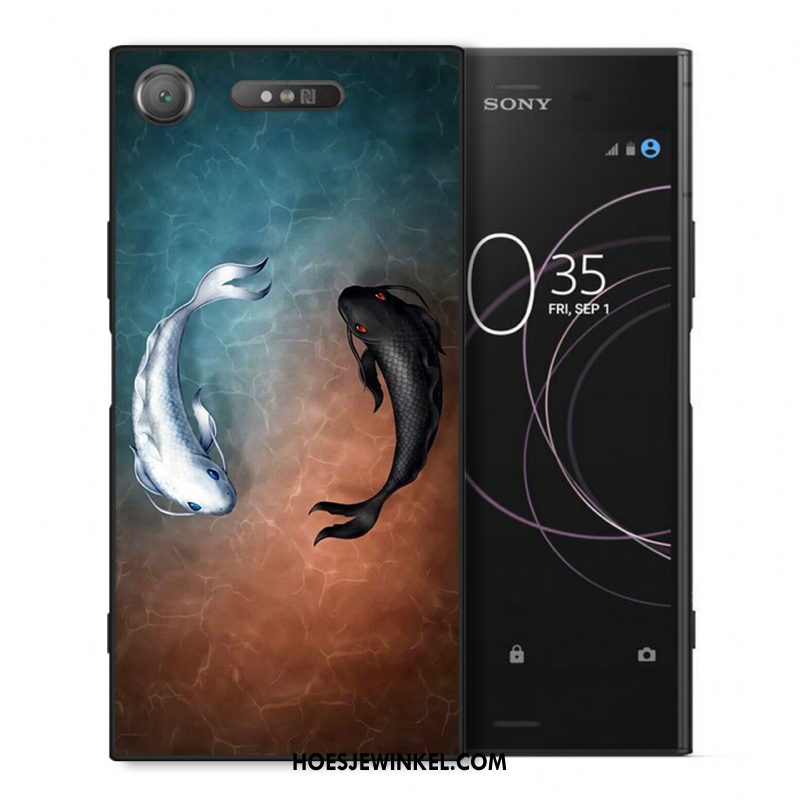 Sony Xperia Xz1 Hoesje Siliconen Donkerblauw Bescherming, Sony Xperia Xz1 Hoesje Scheppend Persoonlijk