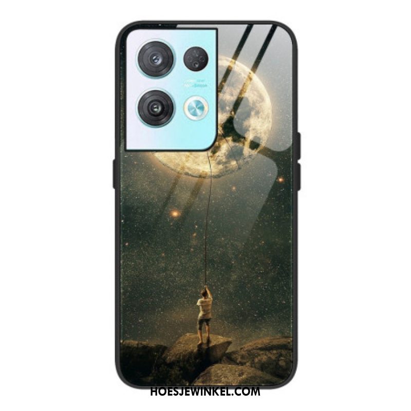 Telefoonhoesje voor Oppo Reno 8 Moon Man Gehard Glas