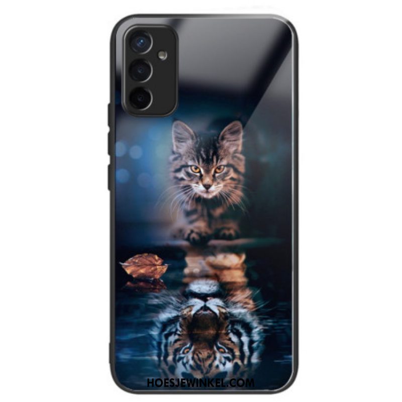 Telefoonhoesje voor Samsung Galaxy M13 Gehard Glas Kat