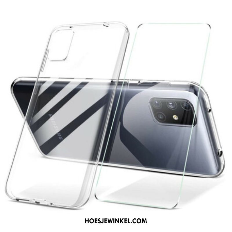 Telefoonhoesje voor Samsung Galaxy M51 En Scherm Van Gehard Glas