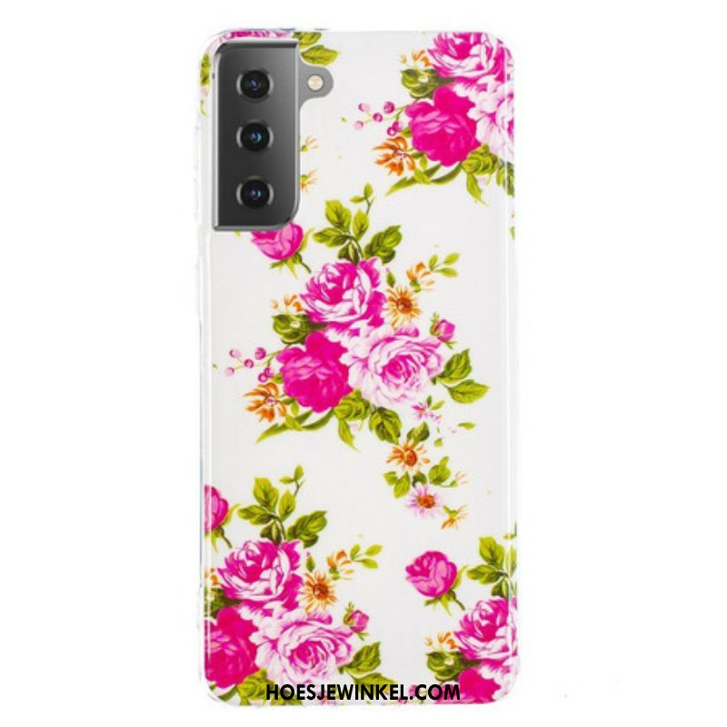 Telefoonhoesje voor Samsung Galaxy S21 5G Fluorescerende Vrijheidsbloemen