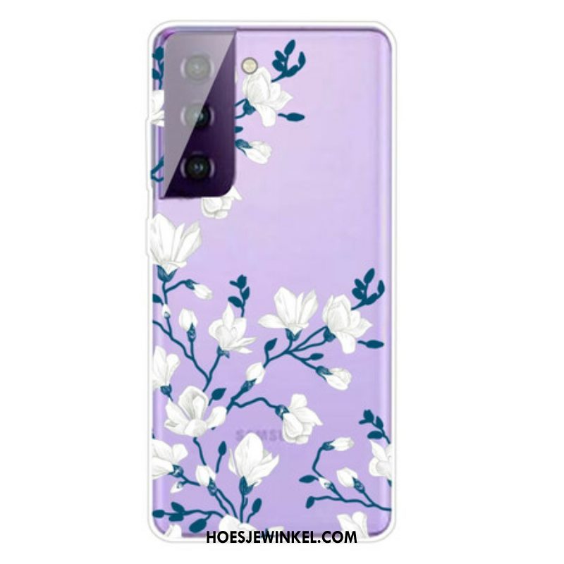 Telefoonhoesje voor Samsung Galaxy S21 FE Witte Bloemen