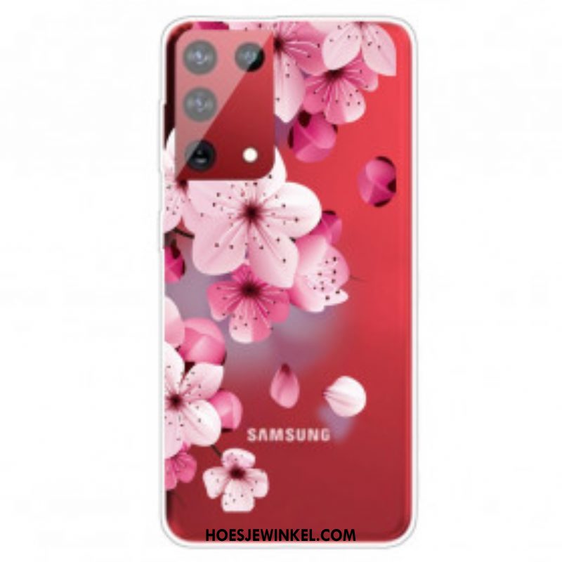 Telefoonhoesje voor Samsung Galaxy S21 Ultra 5G Kleine Roze Bloemen