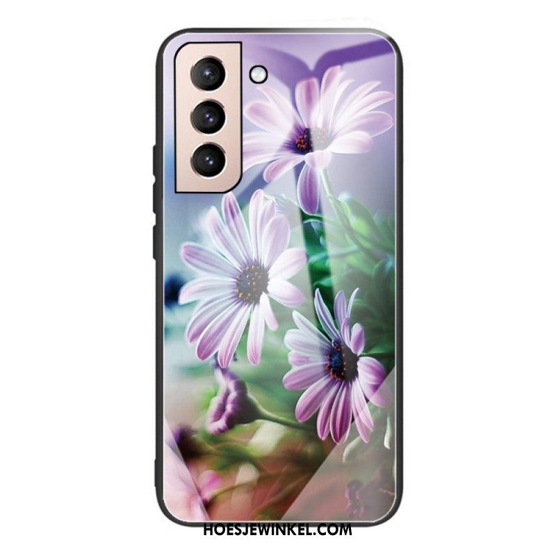 Telefoonhoesje voor Samsung Galaxy S22 Plus 5G Gehard Glas Realistische Bloemen