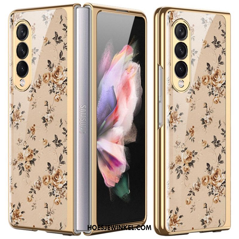 Telefoonhoesje voor Samsung Galaxy Z Fold 3 5G Bloemen Gehard Glas