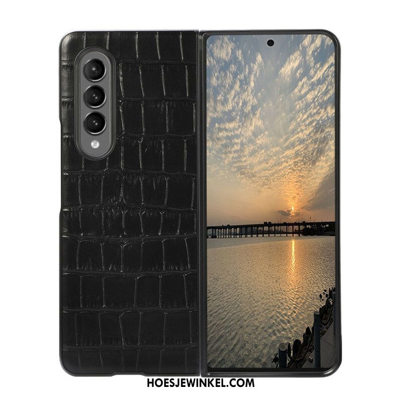 Telefoonhoesje voor Samsung Galaxy Z Fold 3 5G Echt Krokodillenleer