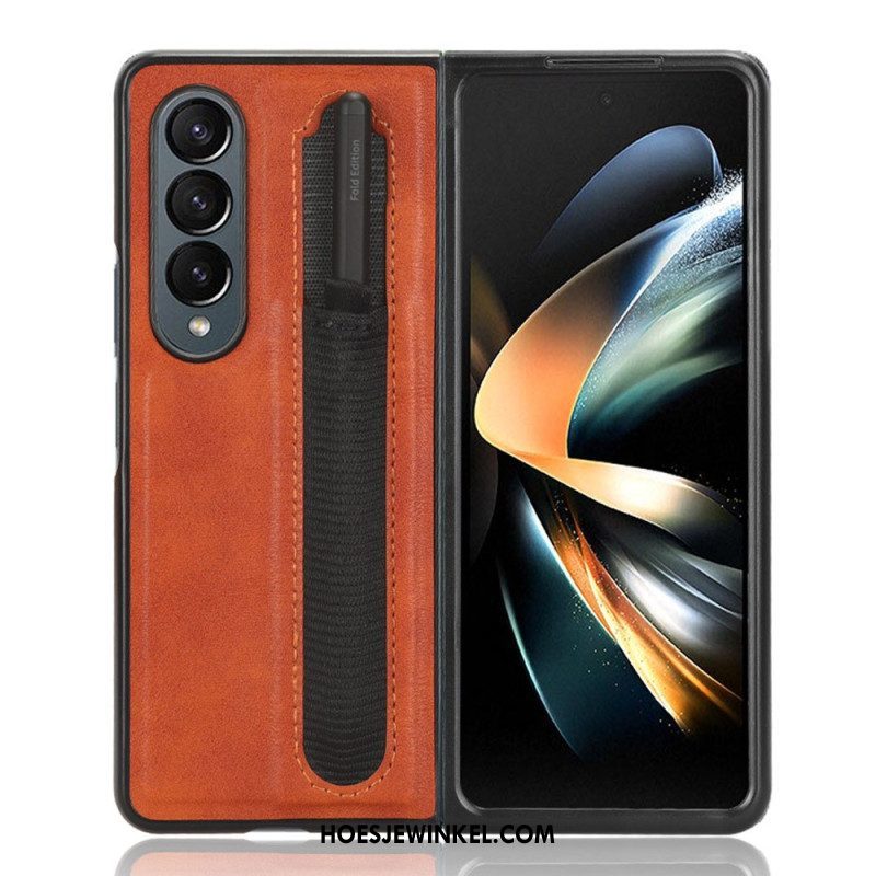 Telefoonhoesje voor Samsung Galaxy Z Fold 4 Retro Stylus Van Imitatieleer