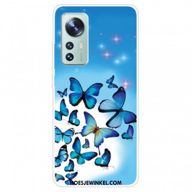 Telefoonhoesje voor Xiaomi 12 / 12X Siliconen Blauwe Vlinders