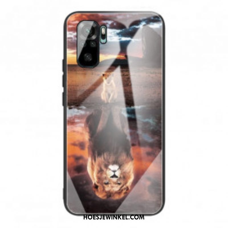 Telefoonhoesje voor Xiaomi Redmi Note 10 / 10S Lion Cub's Dream Gehard Glas