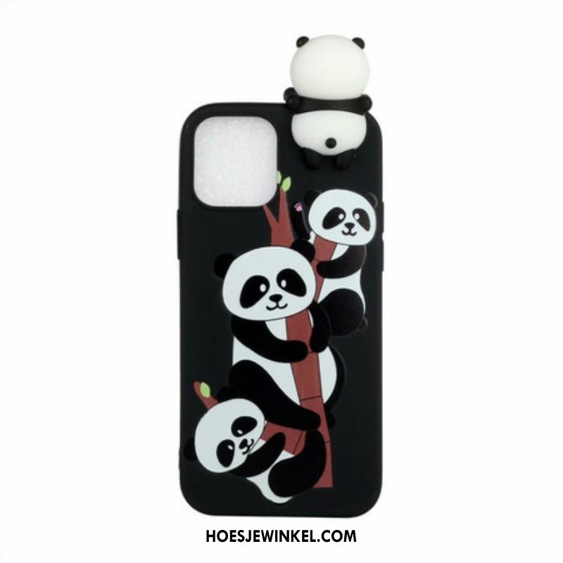 Telefoonhoesje voor iPhone 13 Pro 3d Panda's Op Bamboe