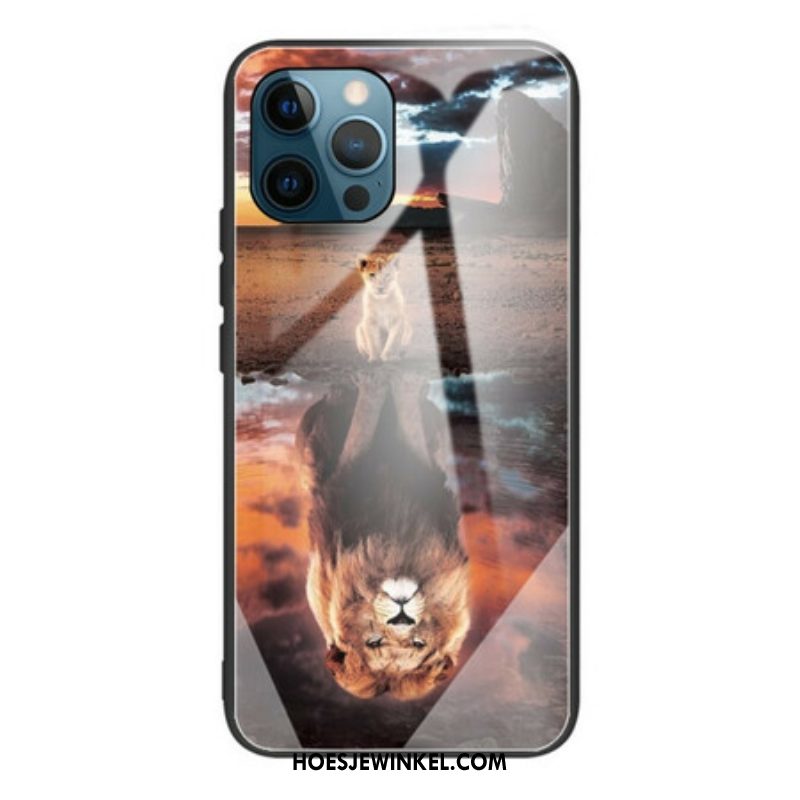 Telefoonhoesje voor iPhone 13 Pro Lion Cub's Dream Gehard Glas