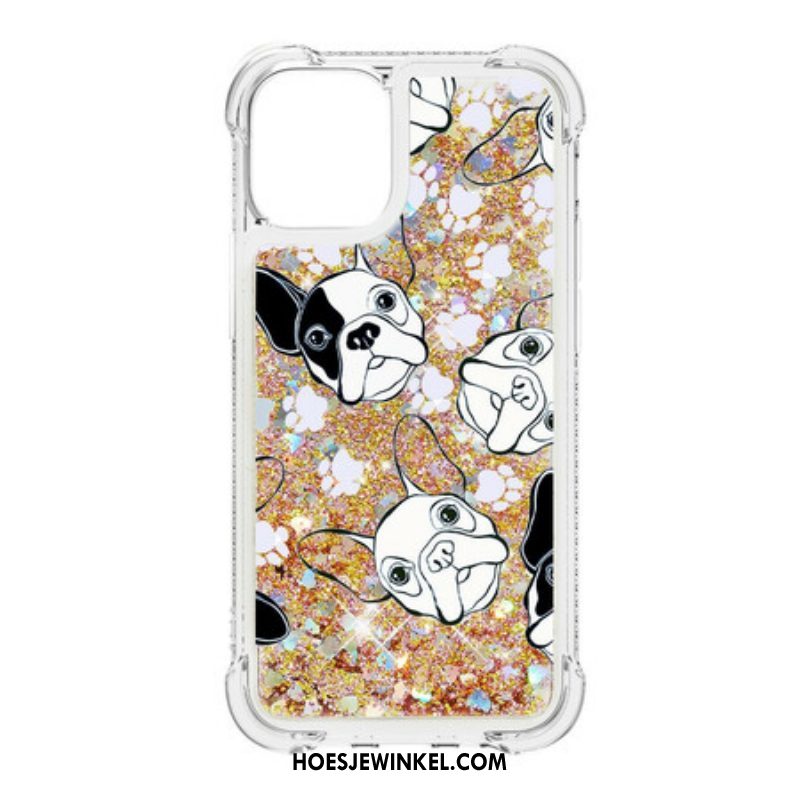 Telefoonhoesje voor iPhone 13 Pro Mr Dog Pailletten