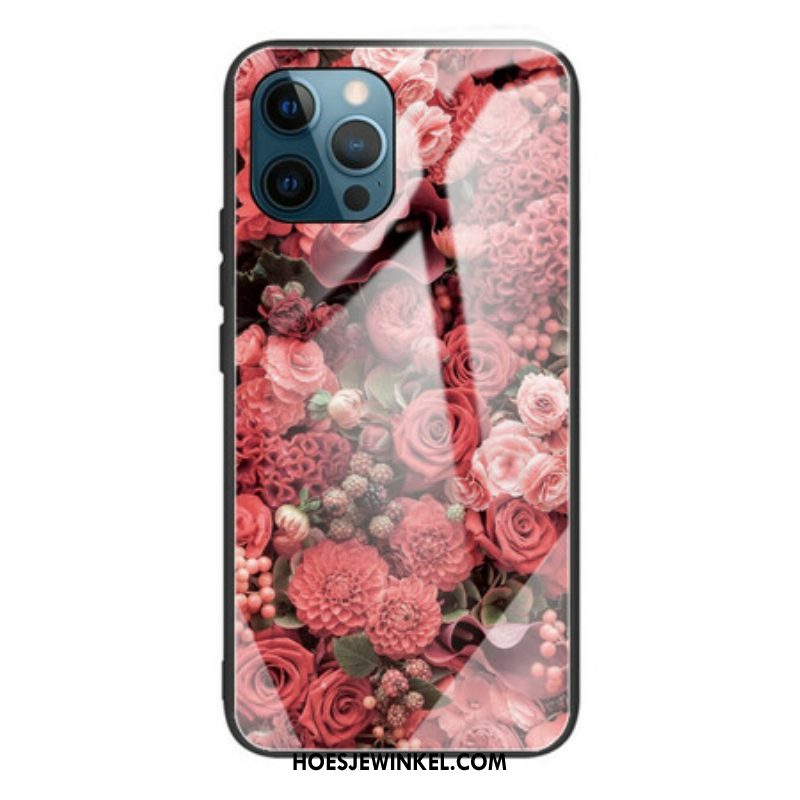 Telefoonhoesje voor iPhone 13 Pro Rose Bloemen Gehard Glas