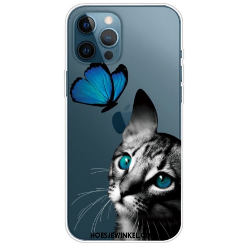 Telefoonhoesje voor iPhone 14 Pro Max Kat En Vlinder