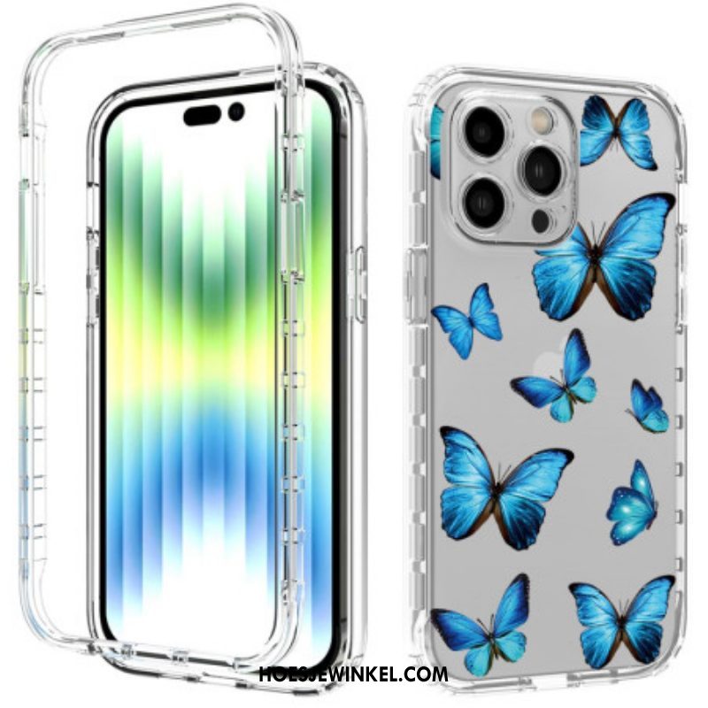 Telefoonhoesje voor iPhone 14 Pro Max Verbeterde Blauwe Vlinders
