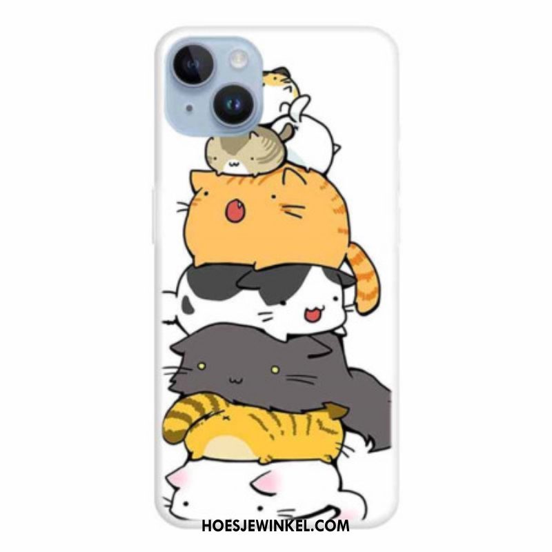 Telefoonhoesje voor iPhone 15 Plus Stapel Katten