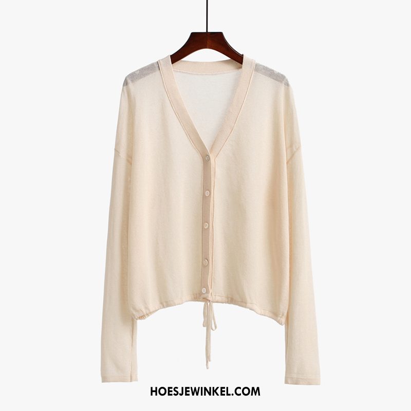 Uv Kleding Dames Alle Wedstrijden Breien Vrouwen, Uv Kleding Cardigan Dun Beige Farbe