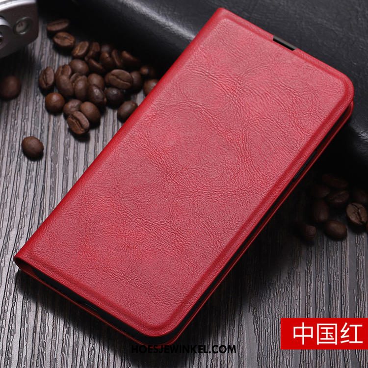 Xiaomi Mi 10 Hoesje Kaart Mobiele Telefoon Clamshell, Xiaomi Mi 10 Hoesje Rood Anti-fall Beige