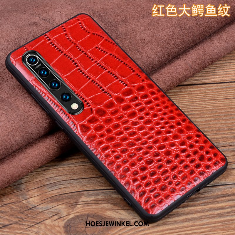 Xiaomi Mi 10 Hoesje Rood Dun Mobiele Telefoon, Xiaomi Mi 10 Hoesje Echt Leer All Inclusive Beige