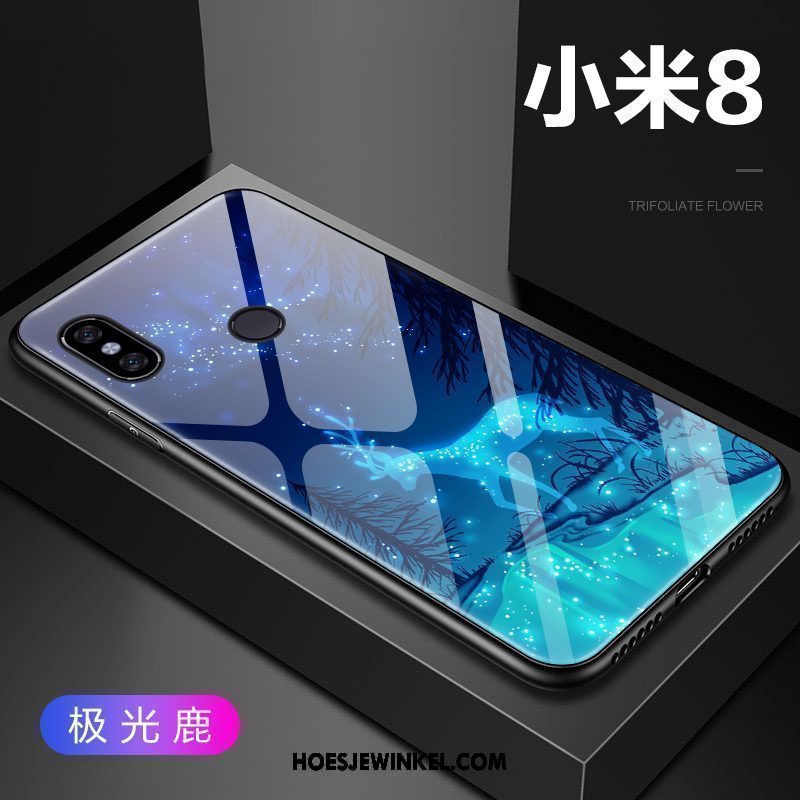 Xiaomi Mi 8 Hoesje Anti-fall Bescherming Mobiele Telefoon, Xiaomi Mi 8 Hoesje Hoes Donkerblauw Beige