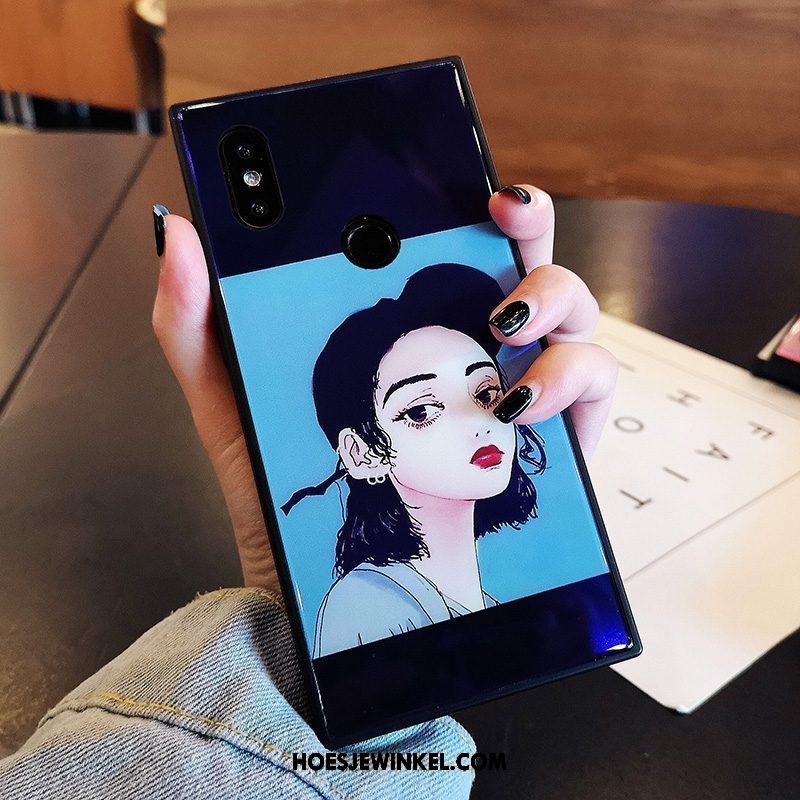 Xiaomi Mi 8 Hoesje Blauw Mini Anti-fall, Xiaomi Mi 8 Hoesje Vierkante All Inclusive Beige