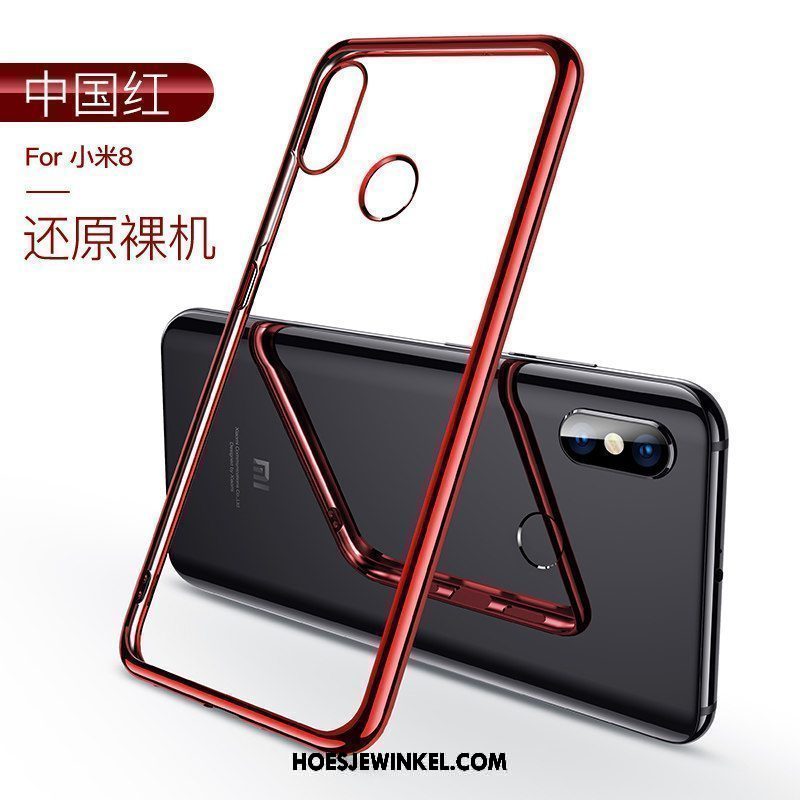 Xiaomi Mi 8 Hoesje Glas Zwart All Inclusive, Xiaomi Mi 8 Hoesje Trend Dun Beige