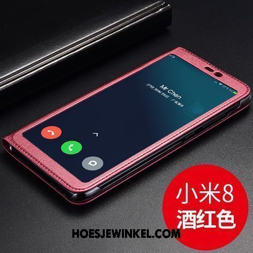 Xiaomi Mi 8 Hoesje Wijnrood Mini Mobiele Telefoon, Xiaomi Mi 8 Hoesje Anti-fall Hoes Beige