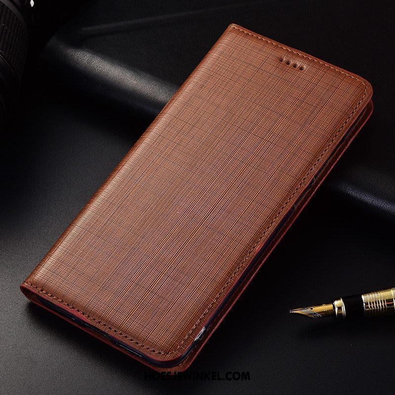 Xiaomi Mi 8 Hoesje Zacht Leren Etui Folio, Xiaomi Mi 8 Hoesje Mobiele Telefoon Echt Leer Braun Beige