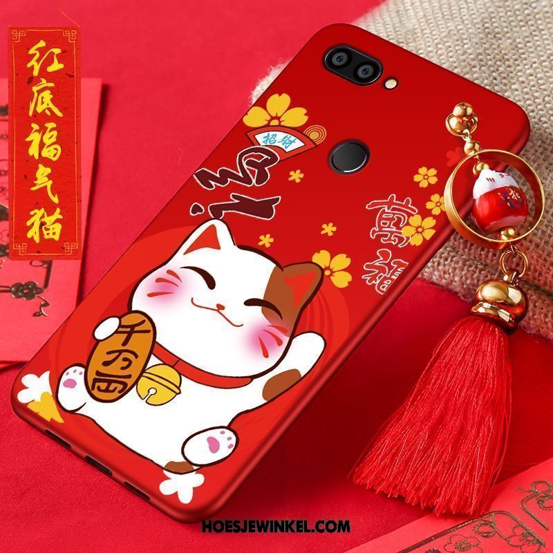 Xiaomi Mi 8 Lite Hoesje Jeugd Kat Trendy Merk, Xiaomi Mi 8 Lite Hoesje Hoes Rood Beige