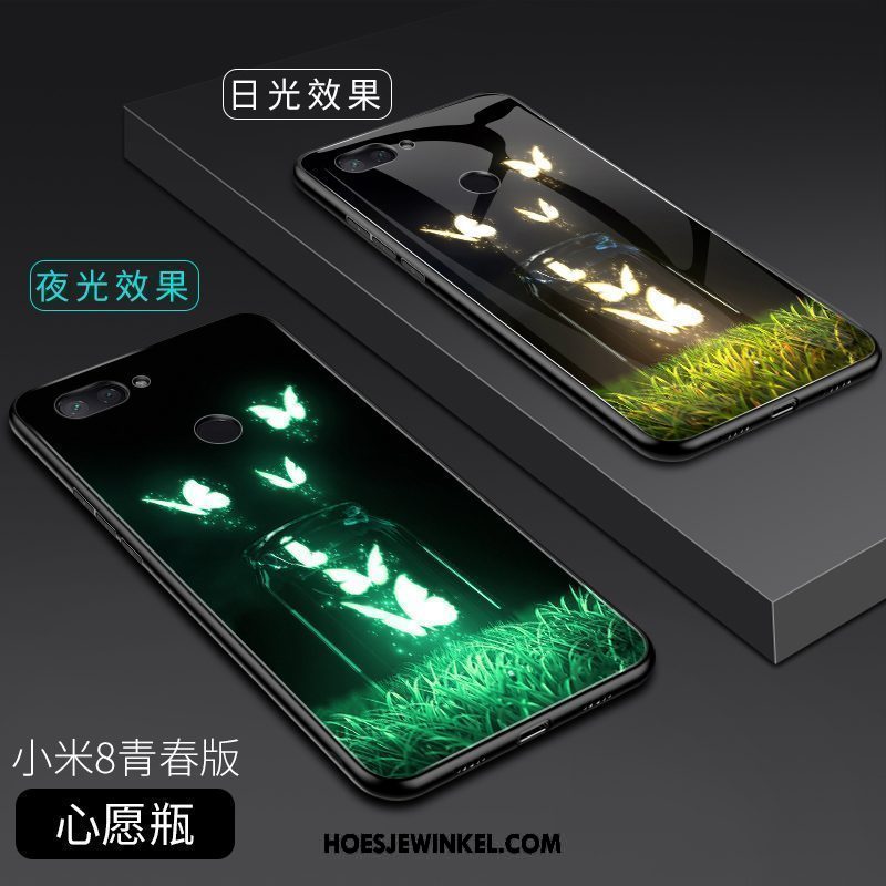 Xiaomi Mi 8 Lite Hoesje Jeugd Nieuw Trend, Xiaomi Mi 8 Lite Hoesje Net Red Glas Beige
