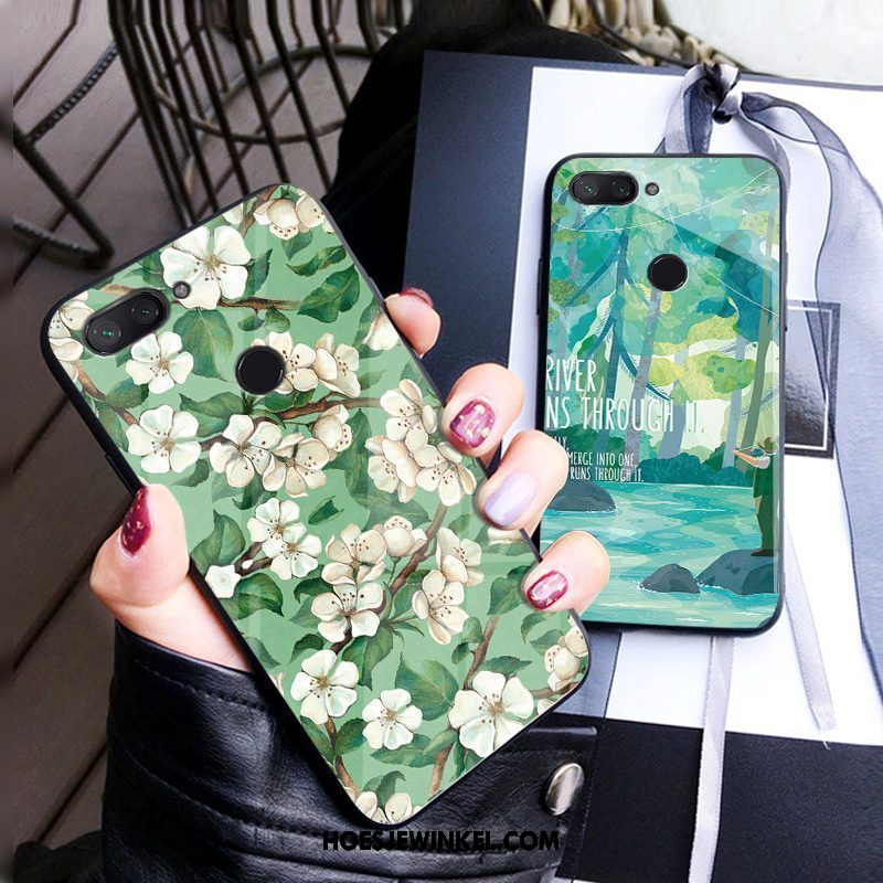 Xiaomi Mi 8 Lite Hoesje Mode Hanger Bloemen, Xiaomi Mi 8 Lite Hoesje Bescherming Hoes Beige