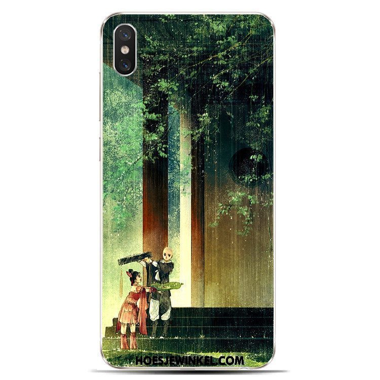 Xiaomi Mi 8 Pro Hoesje Inkt Patroon Chinese Stijl, Xiaomi Mi 8 Pro Hoesje Mini Mobiele Telefoon Beige