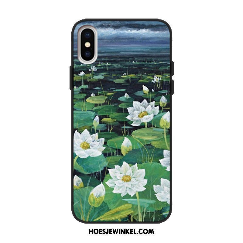 Xiaomi Mi 8 Pro Hoesje Patroon Kunst Groen, Xiaomi Mi 8 Pro Hoesje Olieverfschilderij Chinese Stijl Beige