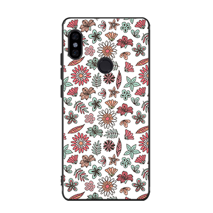 Xiaomi Mi 8 Se Hoesje Anti-fall Zwart Mini, Xiaomi Mi 8 Se Hoesje Bescherming Bloemen Beige