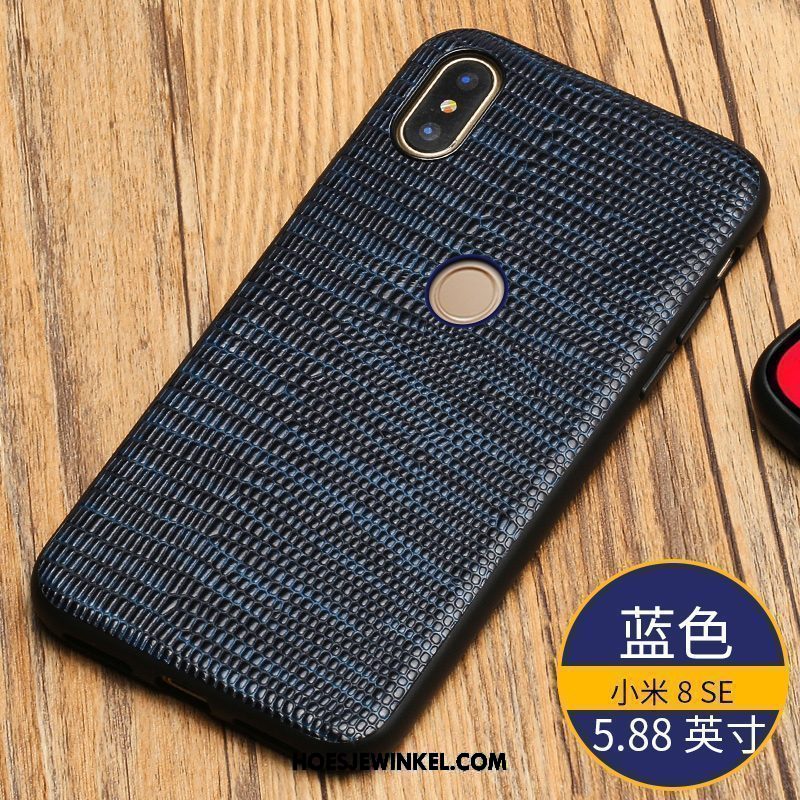 Xiaomi Mi 8 Se Hoesje Bescherming Mobiele Telefoon Echt Leer, Xiaomi Mi 8 Se Hoesje Leren Etui Mesh Beige