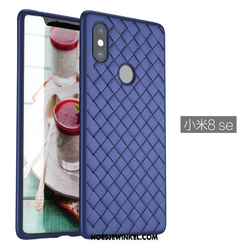 Xiaomi Mi 8 Se Hoesje Groen Antislip Bescherming, Xiaomi Mi 8 Se Hoesje Weven Leer Beige