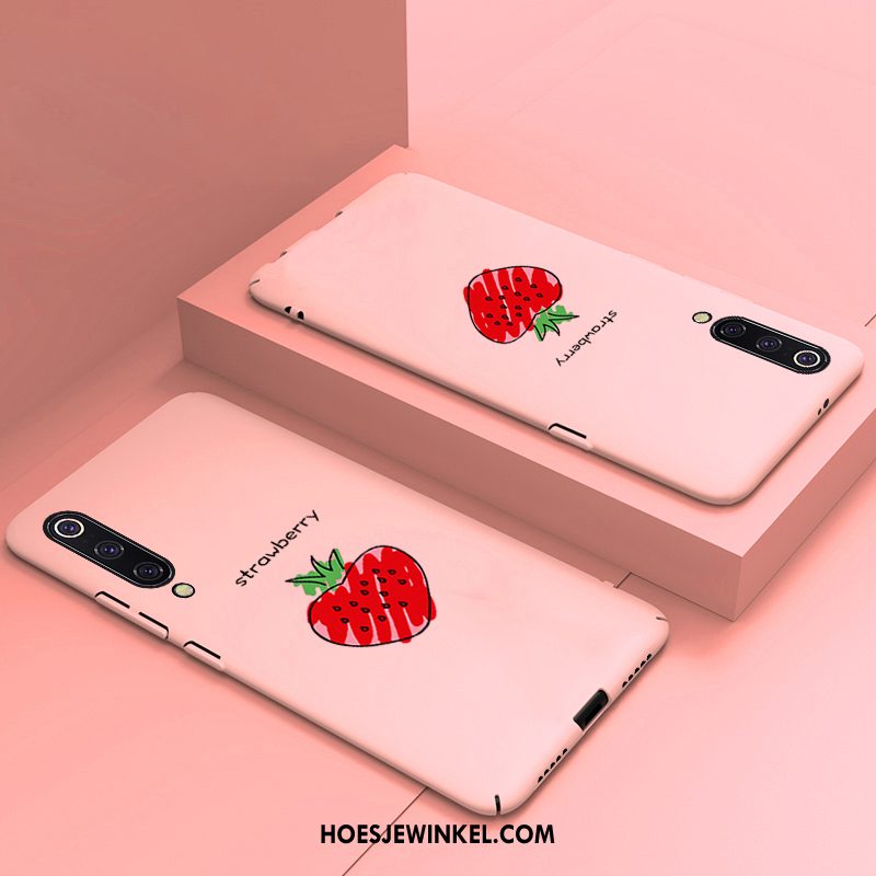 Xiaomi Mi 9 Hoesje Roze Mini Net Red, Xiaomi Mi 9 Hoesje Spotprent Hoes Beige