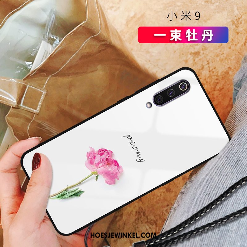 Xiaomi Mi 9 Hoesje Scheppend Siliconen Glas, Xiaomi Mi 9 Hoesje Zacht All Inclusive Beige