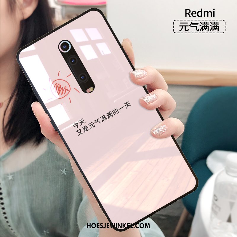 Xiaomi Mi 9t Hoesje Anti-fall Trend Persoonlijk, Xiaomi Mi 9t Hoesje Siliconen Rood Beige