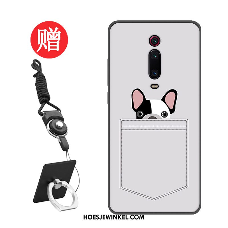 Xiaomi Mi 9t Hoesje Patroon Tempereren Grijs, Xiaomi Mi 9t Hoesje Rood Skärmskydd Beige