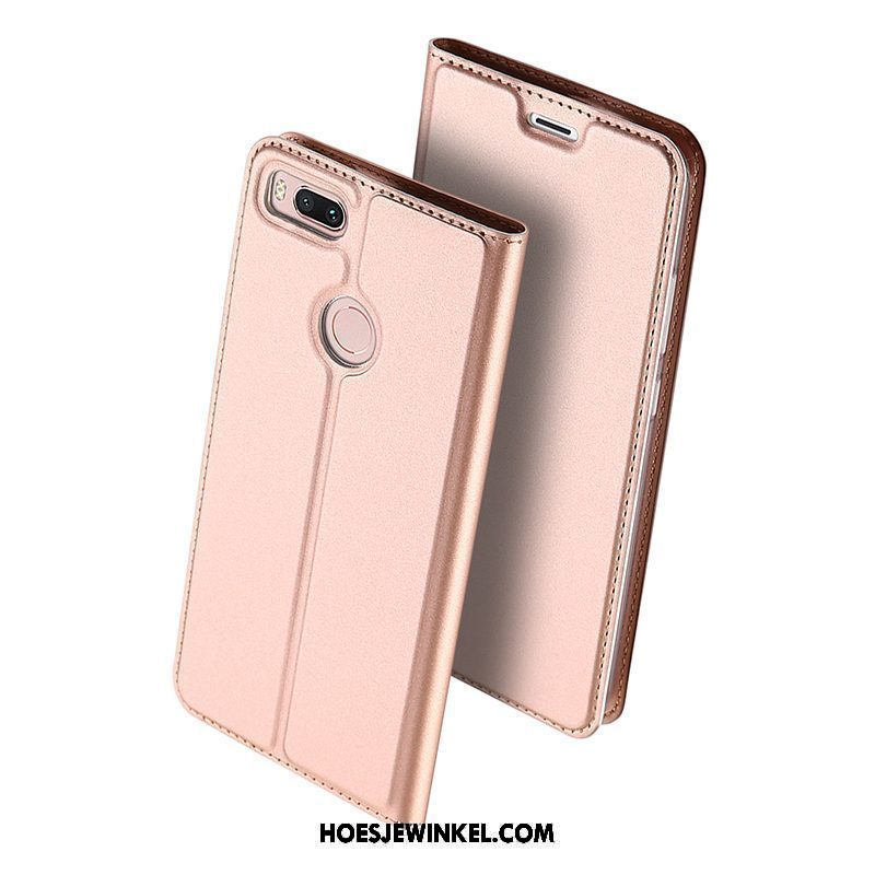 Xiaomi Mi A1 Hoesje Leren Etui Anti-fall Diepe Kleur, Xiaomi Mi A1 Hoesje Bedrijf Mobiele Telefoon Beige