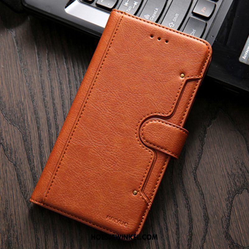 Xiaomi Mi A2 Hoesje Leren Etui Folio Anti-fall, Xiaomi Mi A2 Hoesje Bescherming Kaart Braun