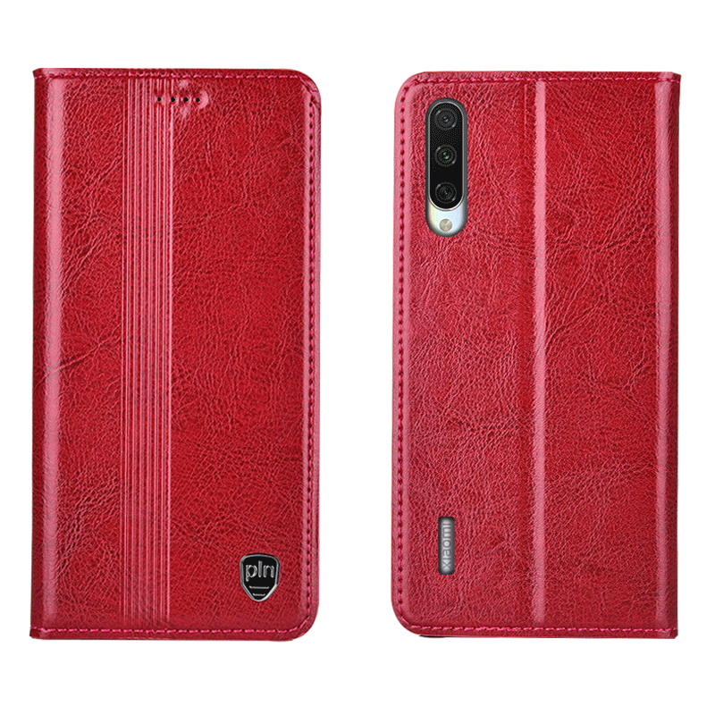 Xiaomi Mi A3 Hoesje Folio All Inclusive Anti-fall, Xiaomi Mi A3 Hoesje Rood Leren Etui Beige