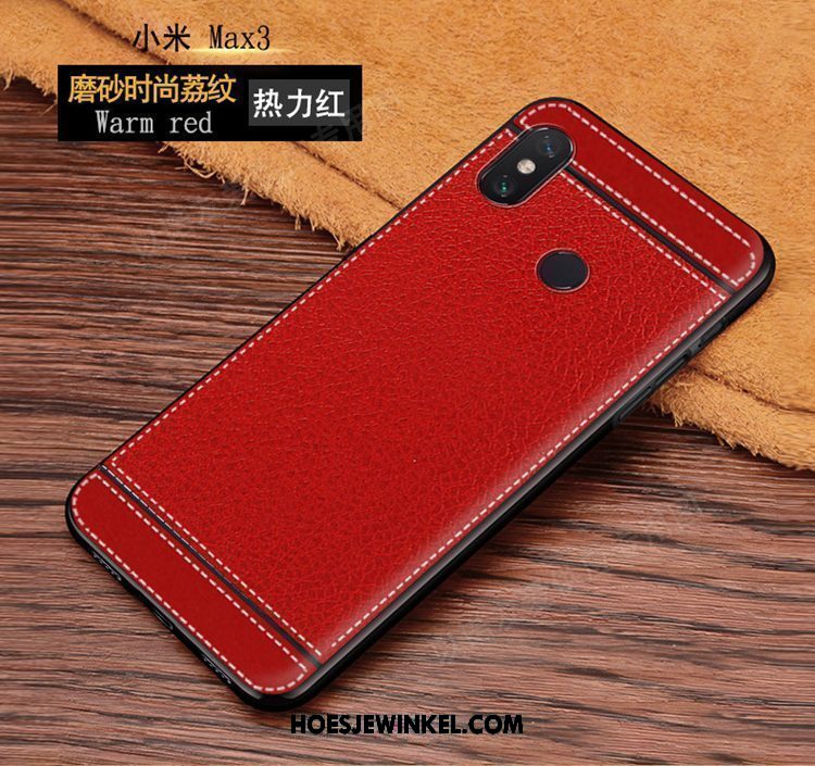 Xiaomi Mi Max 3 Hoesje All Inclusive Bescherming Eenvoudige, Xiaomi Mi Max 3 Hoesje Rood Trend Beige