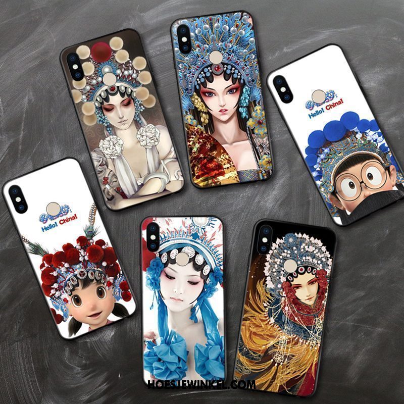 Xiaomi Mi Max 3 Hoesje Vintage Tatoeage Hoes, Xiaomi Mi Max 3 Hoesje Wind Hua Dan Beige