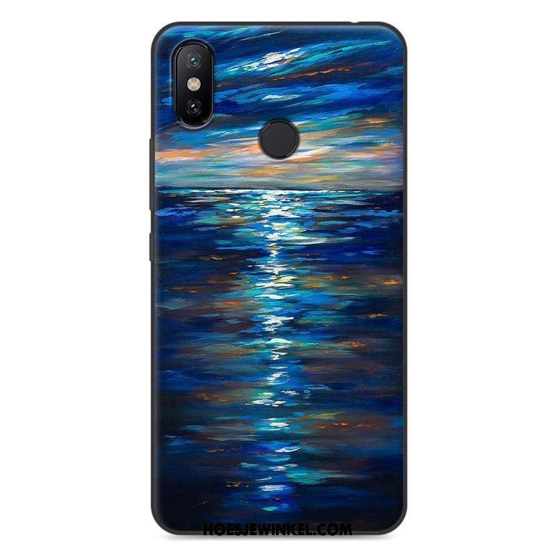 Xiaomi Mi Max 3 Hoesje Zacht Donkerblauw Spotprent, Xiaomi Mi Max 3 Hoesje Hoes Mobiele Telefoon Beige