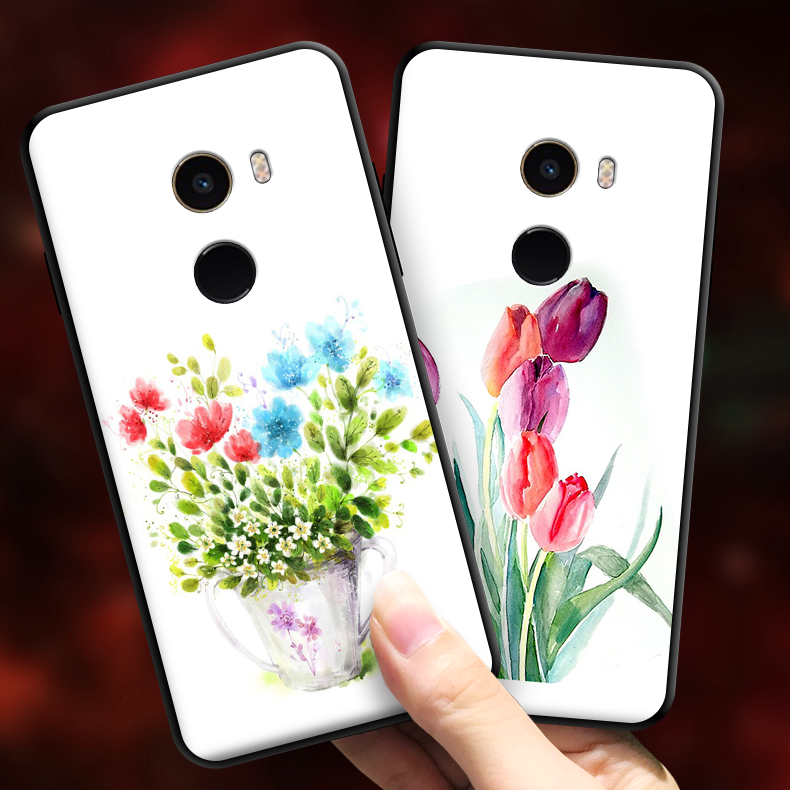 Xiaomi Mi Mix 2 Hoesje Wit Mobiele Telefoon Anti-fall, Xiaomi Mi Mix 2 Hoesje Bloemen Spotprent Beige