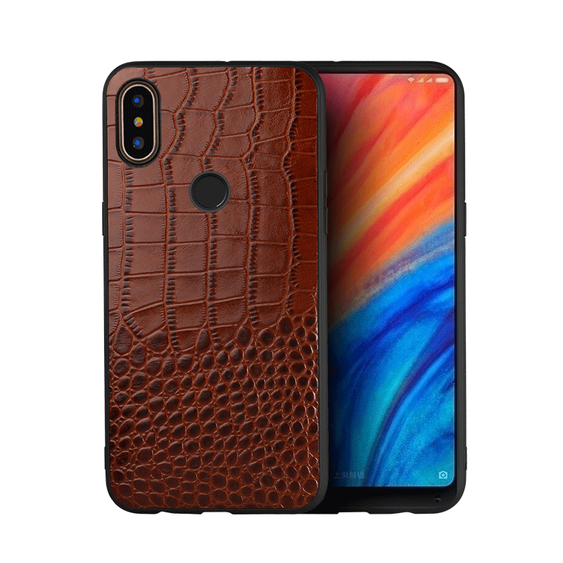 Xiaomi Mi Mix 2s Hoesje Echt Leer Bedrijf Mobiele Telefoon, Xiaomi Mi Mix 2s Hoesje Mini Achterklep Braun Beige