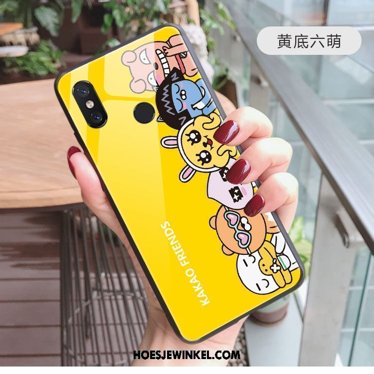Xiaomi Mi Mix 2s Hoesje Glas Spotprent Hoes, Xiaomi Mi Mix 2s Hoesje Mooie Mobiele Telefoon Beige