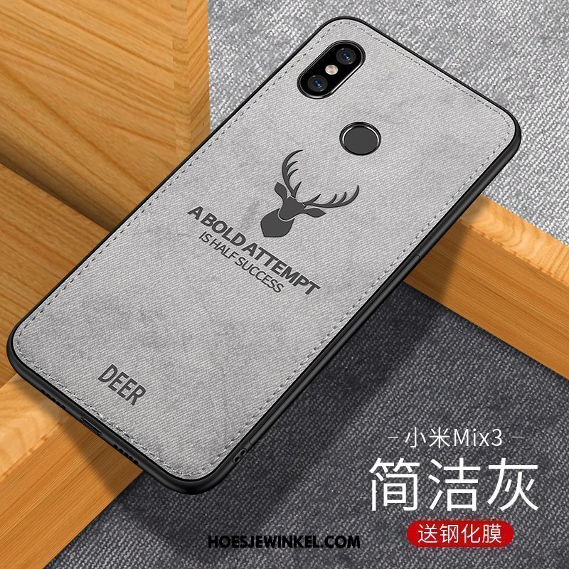 Xiaomi Mi Mix 3 Hoesje Grijs Doek Patroon, Xiaomi Mi Mix 3 Hoesje Mobiele Telefoon Anti-fall Beige